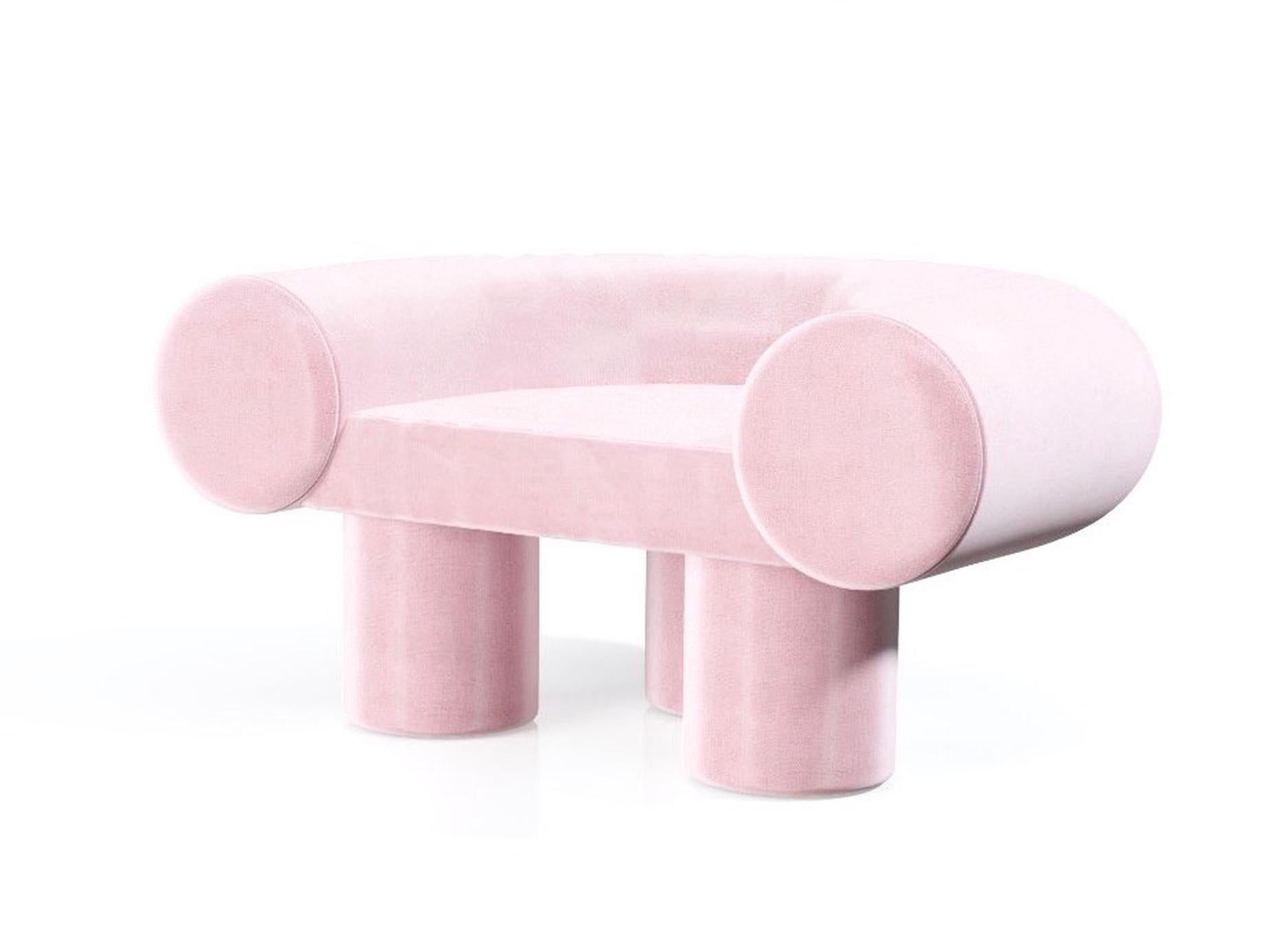 Mineral Armchair by Kasadamo, Soft Pink Fabric Version In New Condition For Sale In Chézard, CH