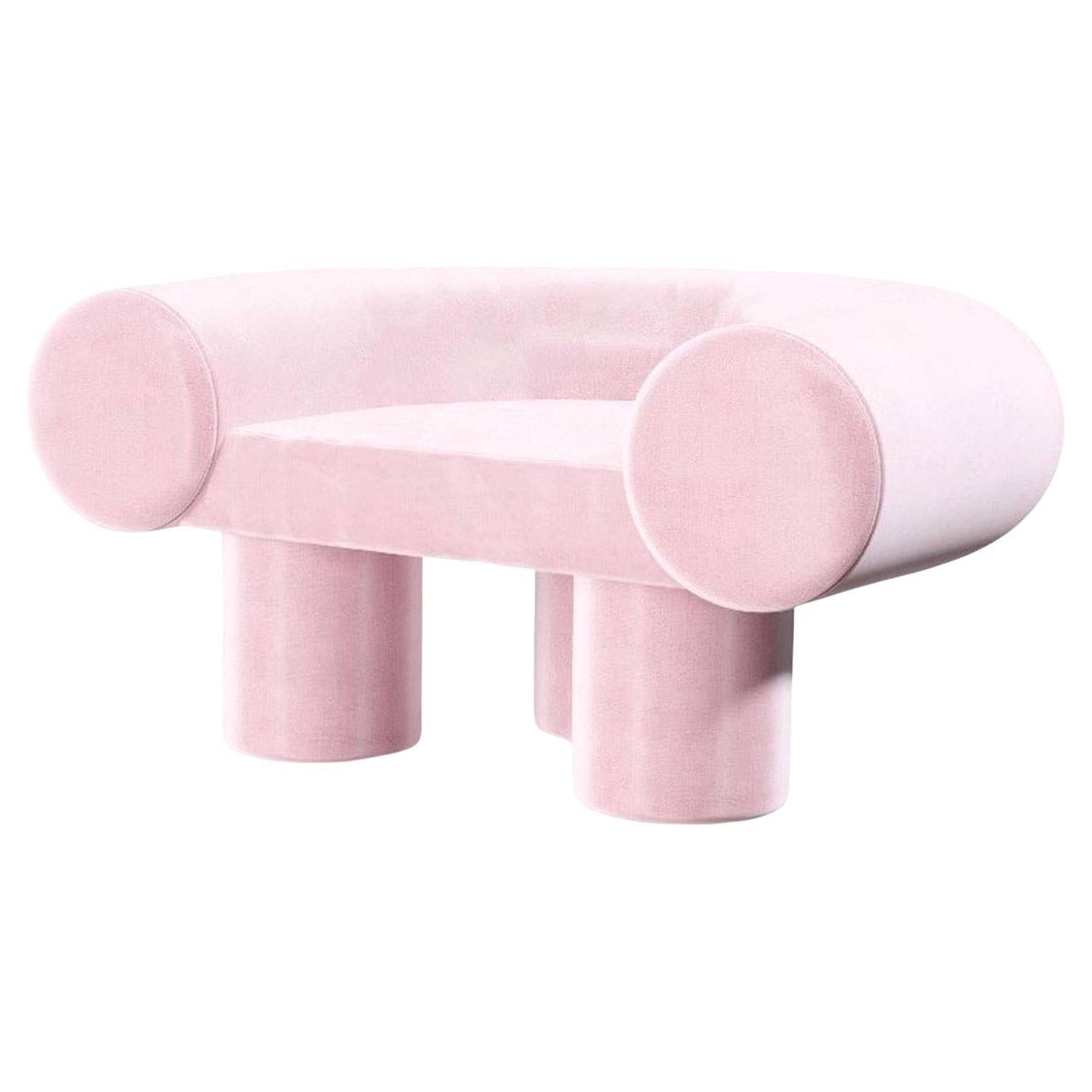 Mineral Armchair by Kasadamo, Soft Pink Fabric Version For Sale