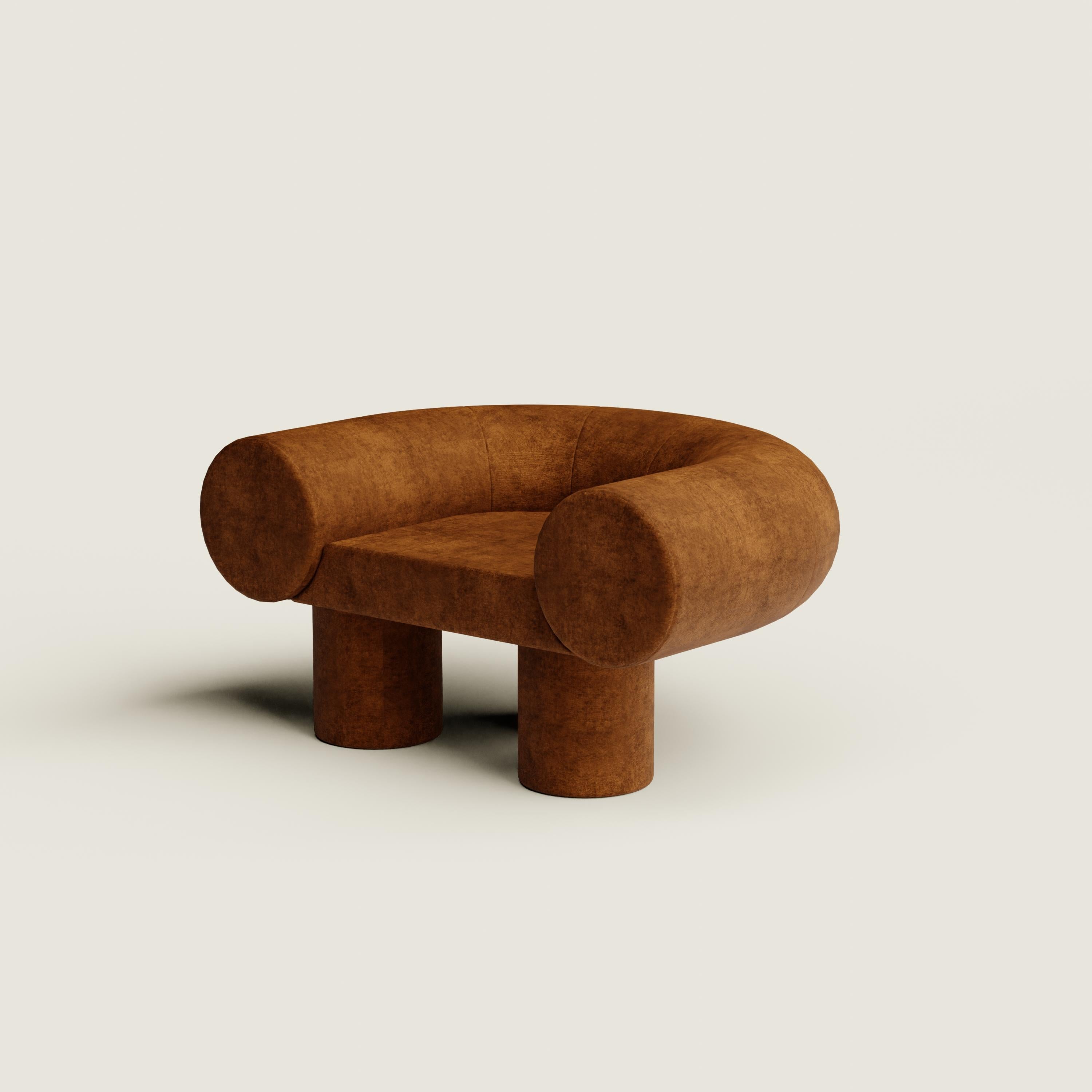 Fabric Mineral Armchair by Vincent Mazenauer - brown For Sale