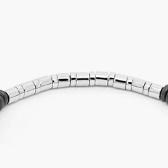 Mineral Bamboo Bracelet in Grey Hematite with Sterling Silver, Size M