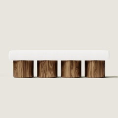 Mineral Bench - walnut wood with bouclé cream fabric - Vincent Mazenauer