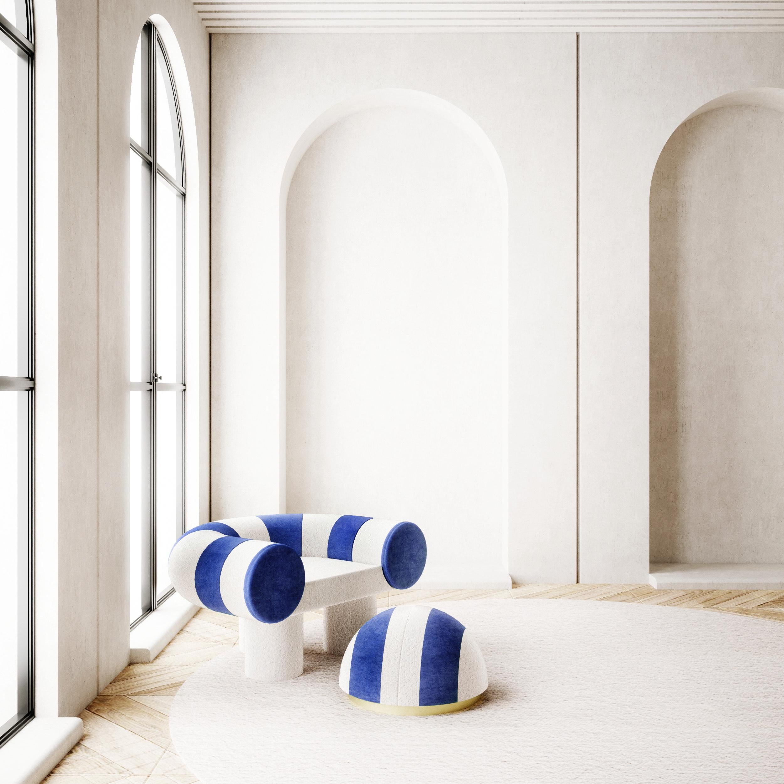 Dieser Sessel ist das Ergebnis einer Forschung, die minimalistisches Design und natürliche Komponenten miteinander verbindet, unter Berücksichtigung der wahren Werte von Vincent Mazenauer: einzigartiges und hochwertiges Design, geschwungen und