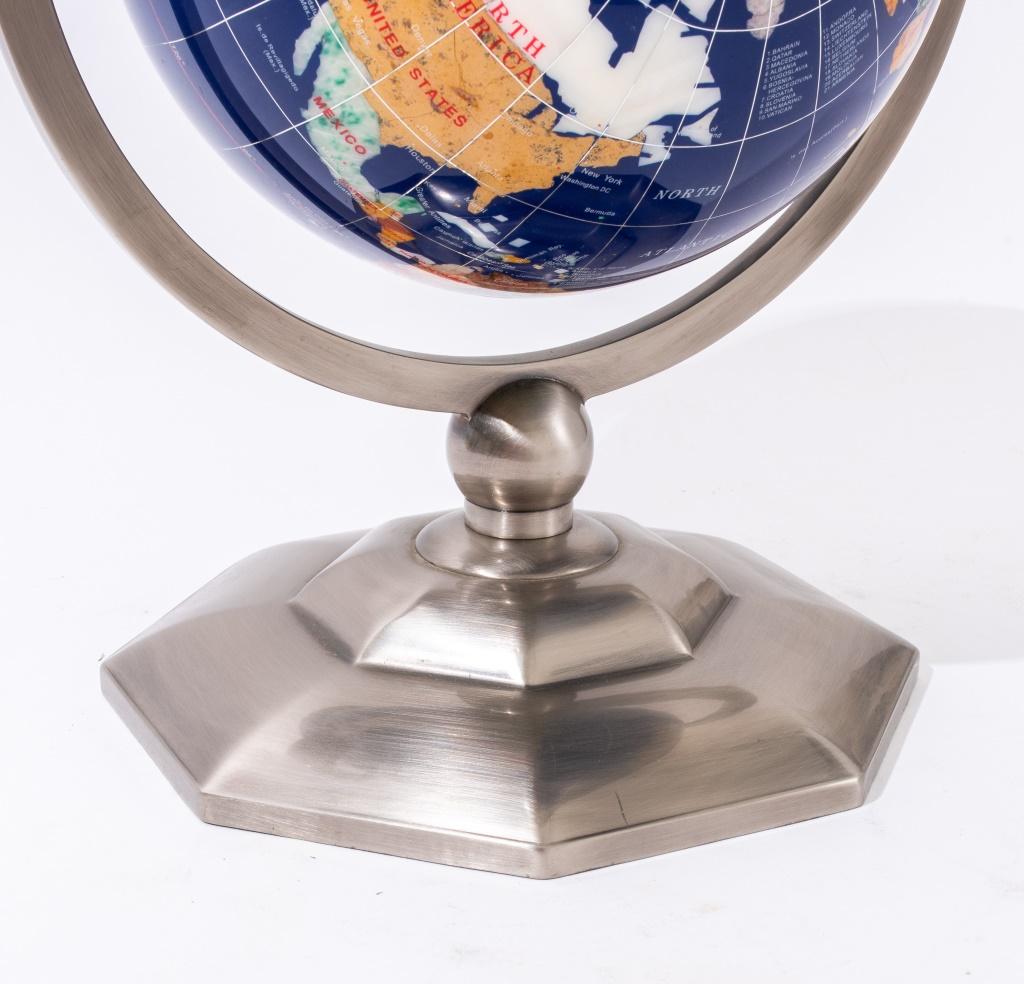 20th Century Mineral Speciman Table World Globe on Metal Stand For Sale