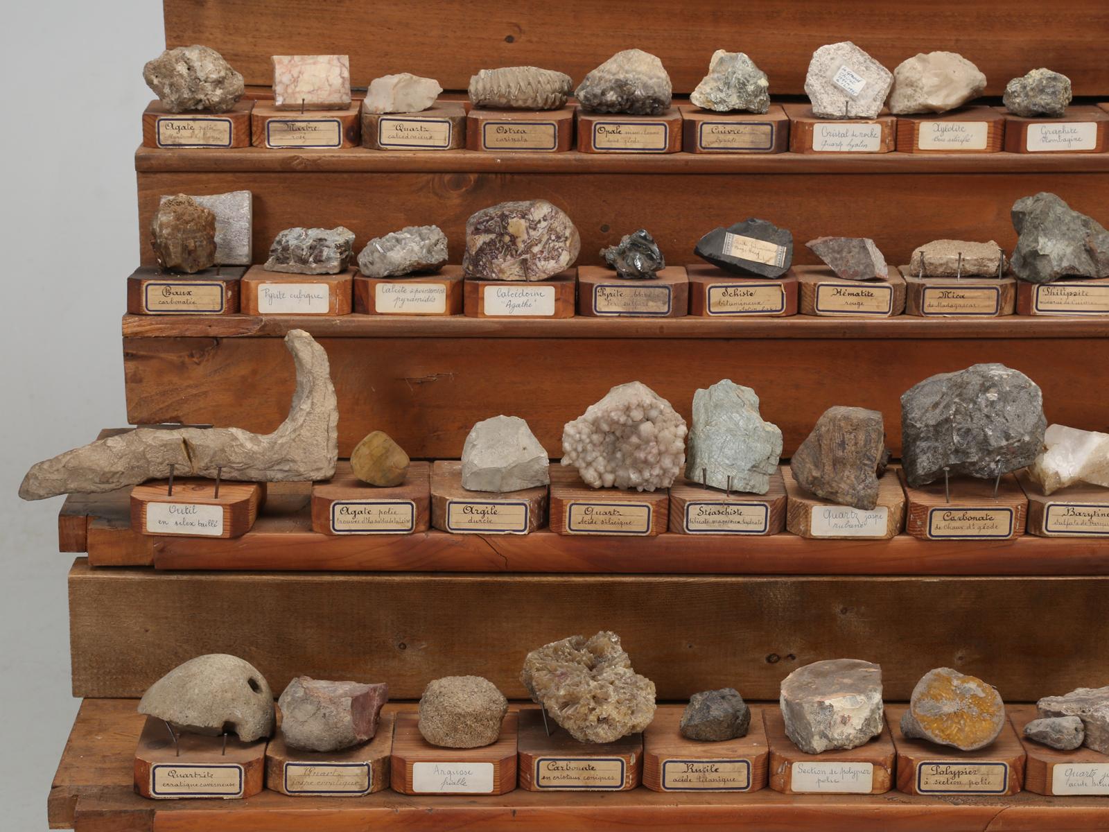 Stone Mineral Specimen Collection, from a circa 1891 School in France