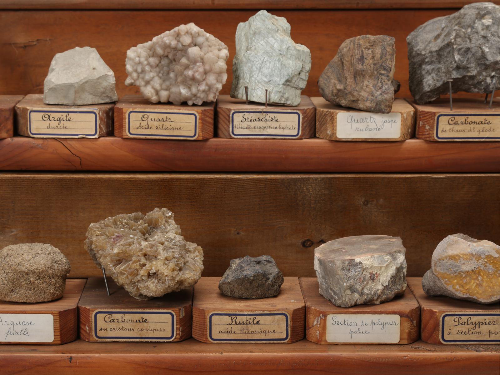 Mineral Specimen Collection, from a circa 1891 School in France 1