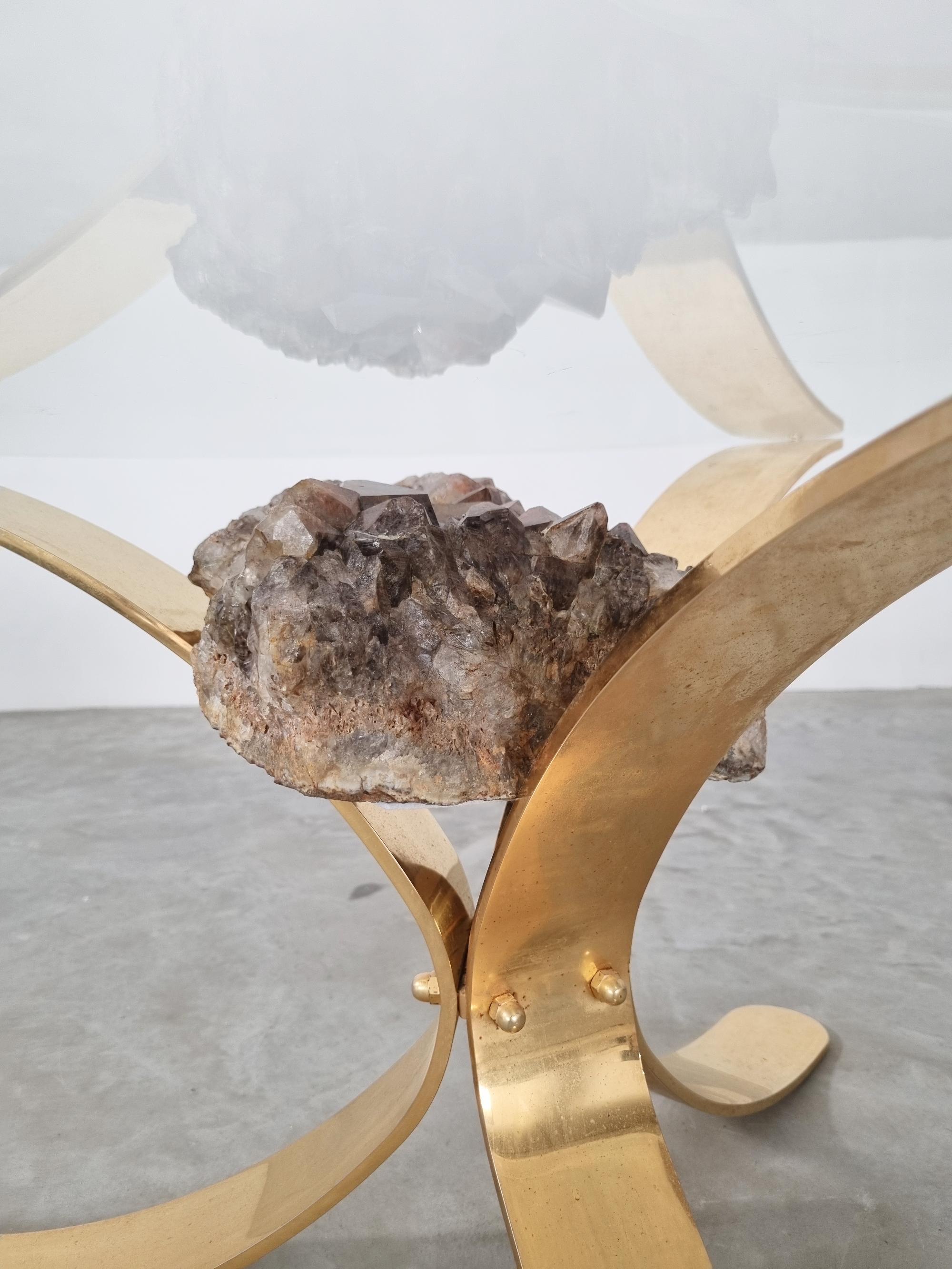 Hollywood Regency Tavolino in pietra minerale in stile Jaques Duval Brasseur, anni '70 in vendita