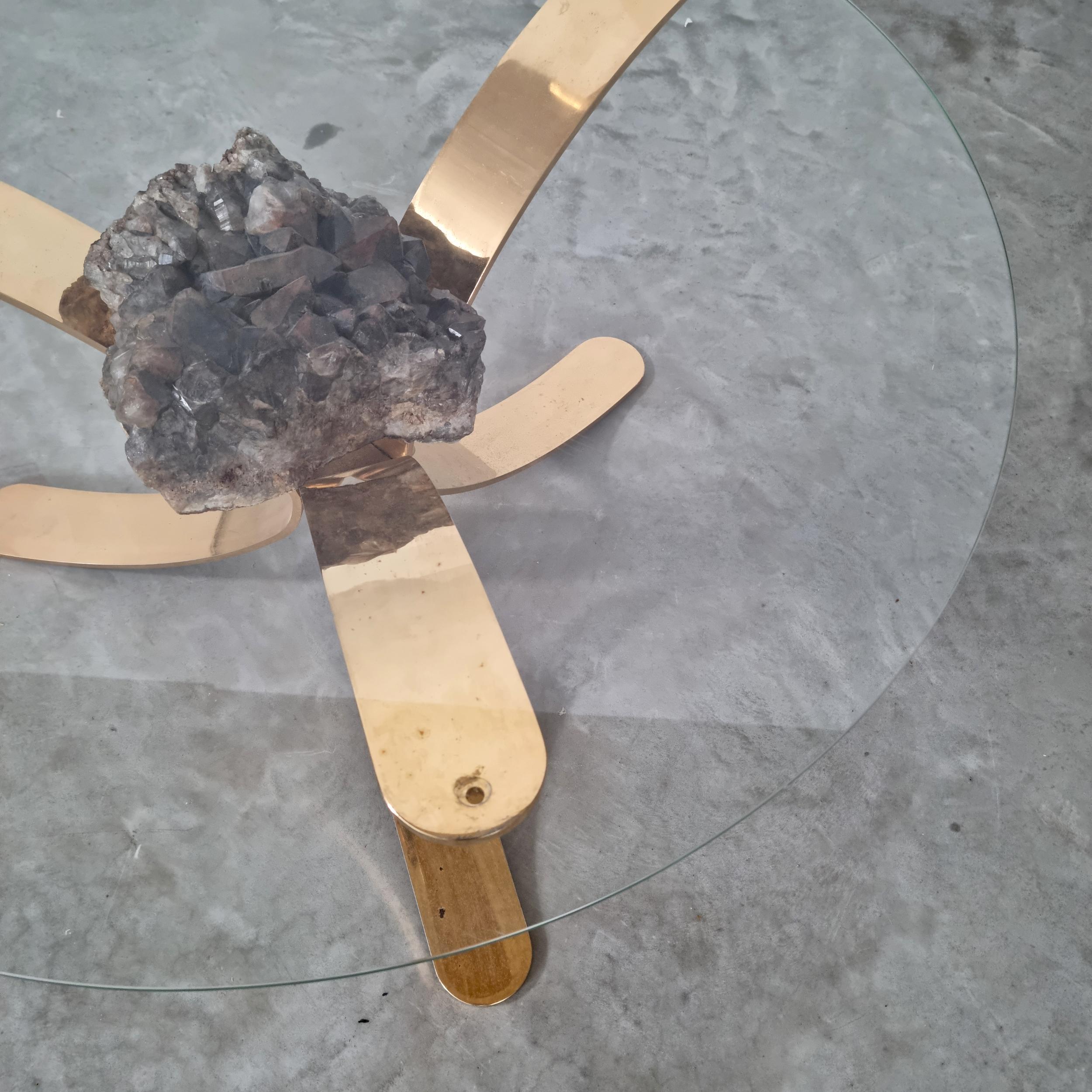 Francese Tavolino in pietra minerale in stile Jaques Duval Brasseur, anni '70 in vendita