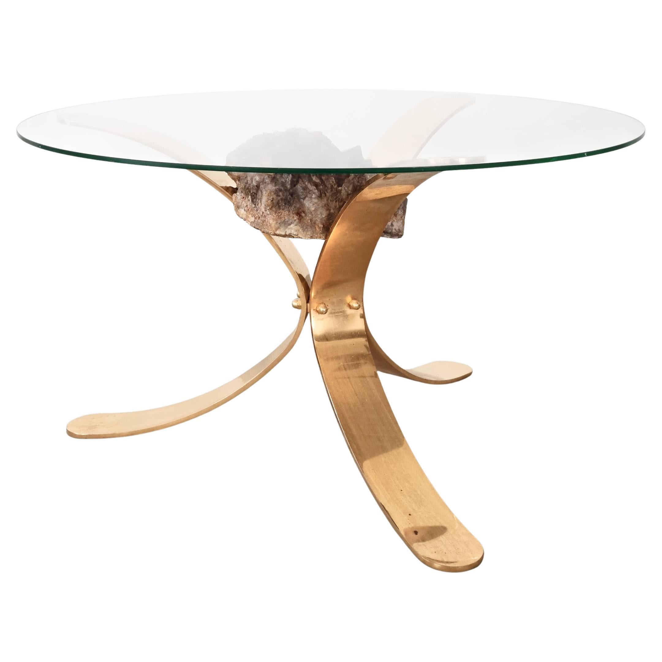 Tavolino in pietra minerale in stile Jaques Duval Brasseur, anni '70 in vendita