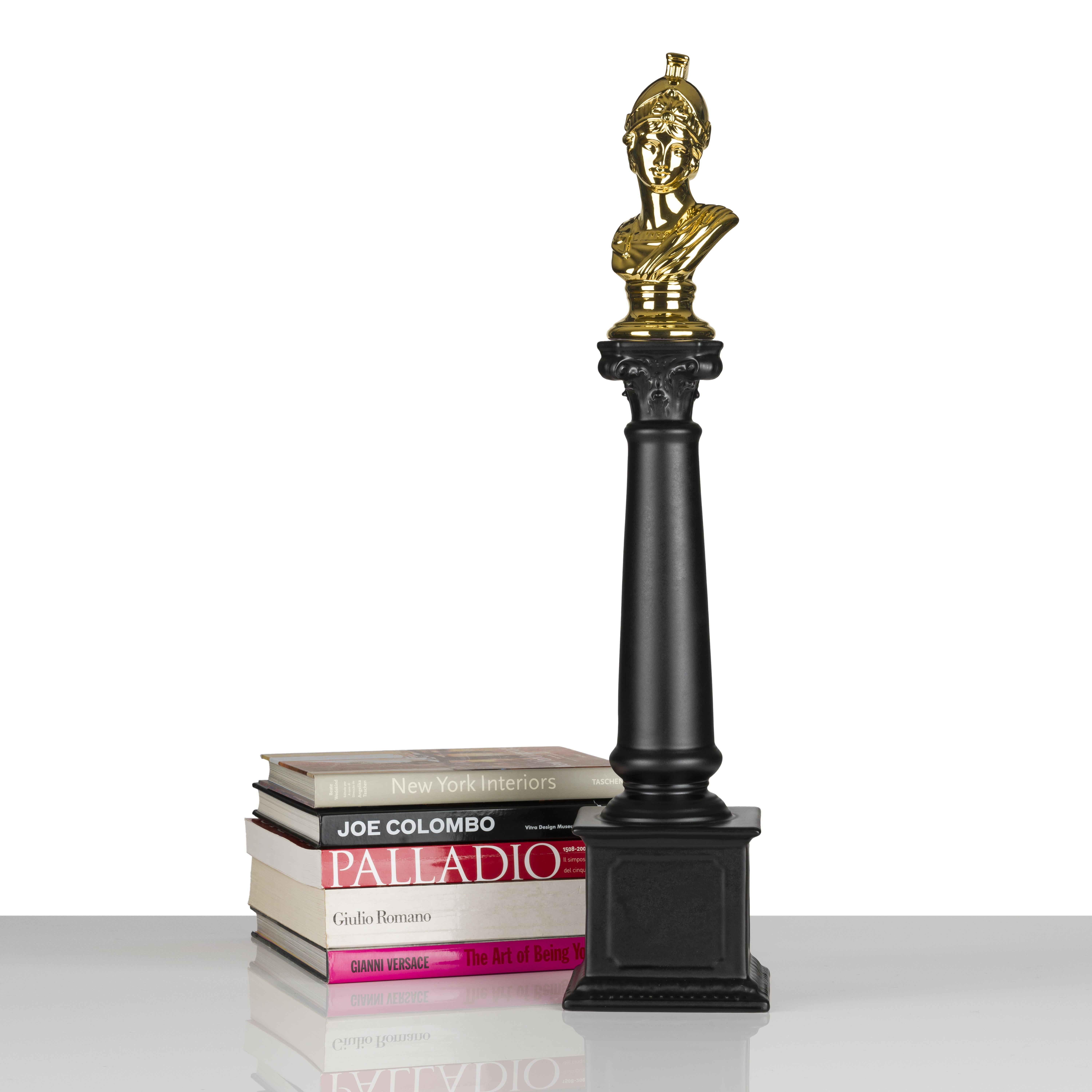 Neoclassical Revival Minerva Black & Gold - Column For Sale