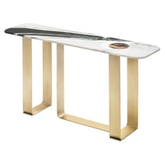 Tavolo Consolle Minerva in Marmo Dalmata Satinato, Horn e Metallo Satinato di ArcahORN