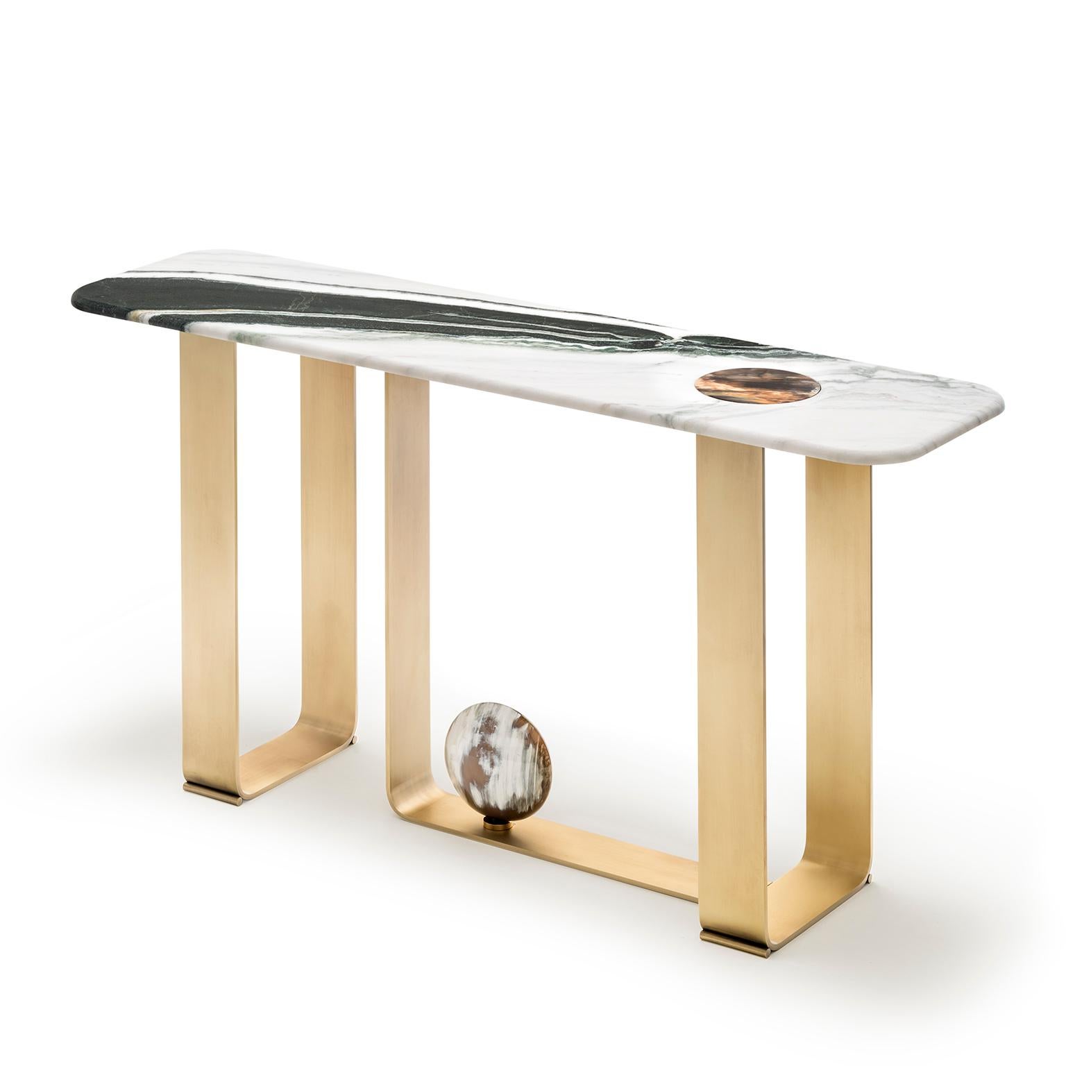 Minerva Console Table in Marble with Corno Italiano Accents, Mod. 7005S For Sale