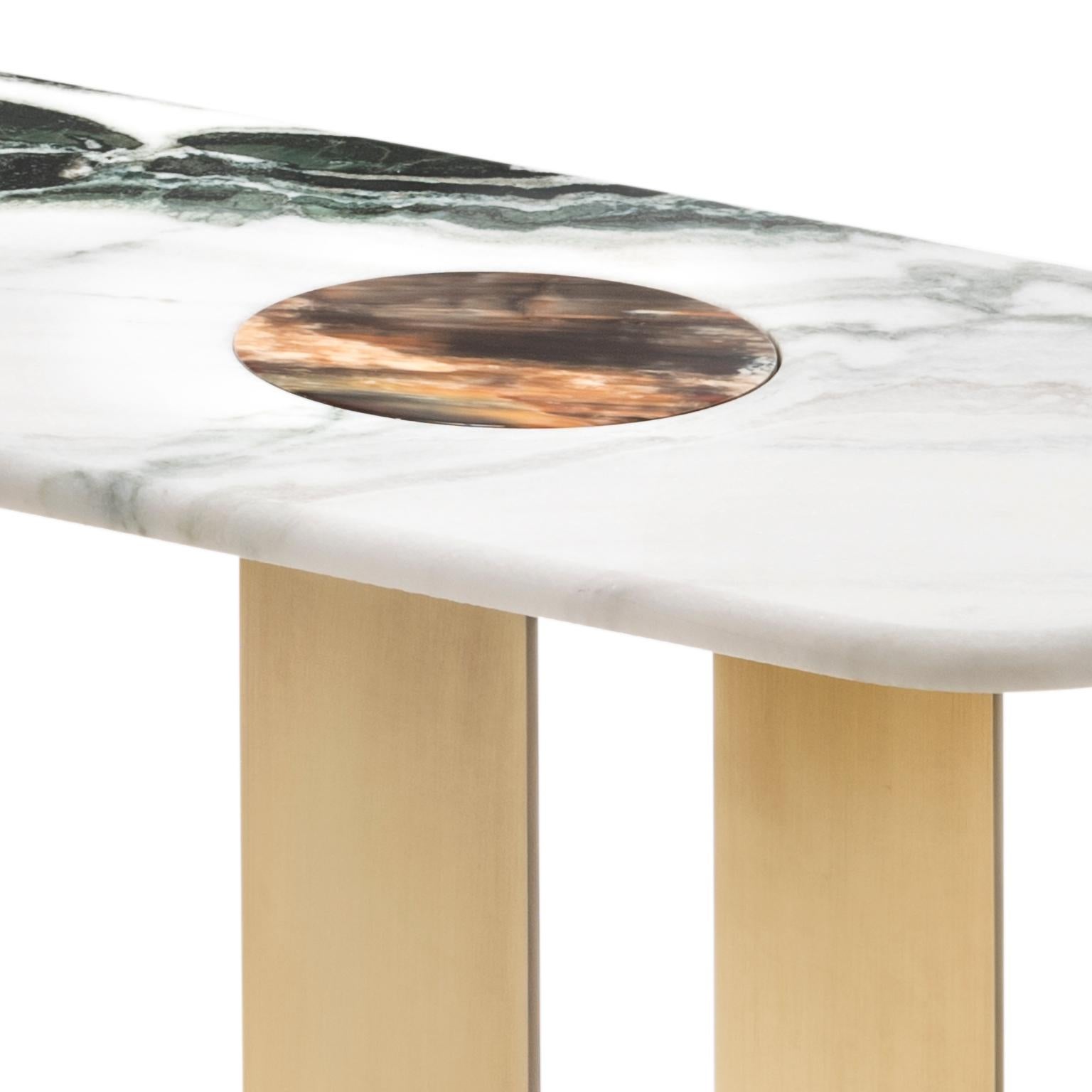 Minerva Console Table in Marble with Corno Italiano Accents, Mod. 7005S In New Condition For Sale In Recanati, Macerata