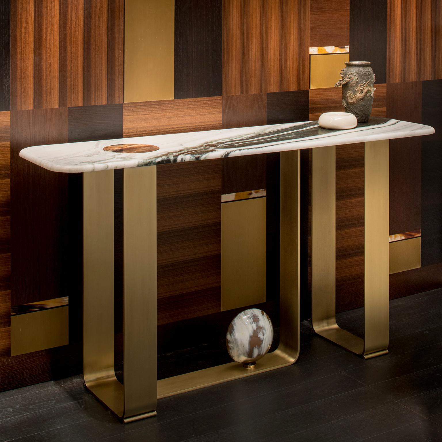Minerva Console Table in Marble with Corno Italiano Accents, Mod. 7005S For Sale 1