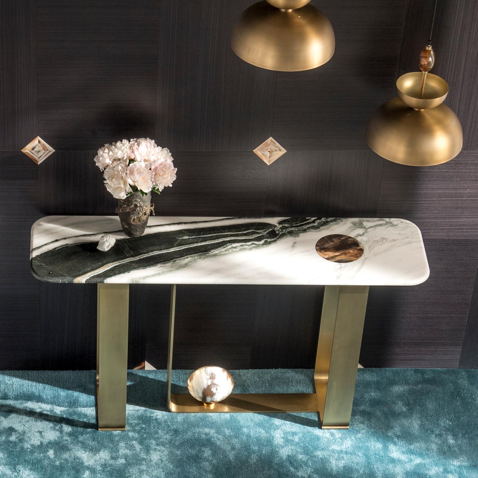 Minerva Console Table in Marble with Corno Italiano Accents, Mod. 7005S For Sale 2