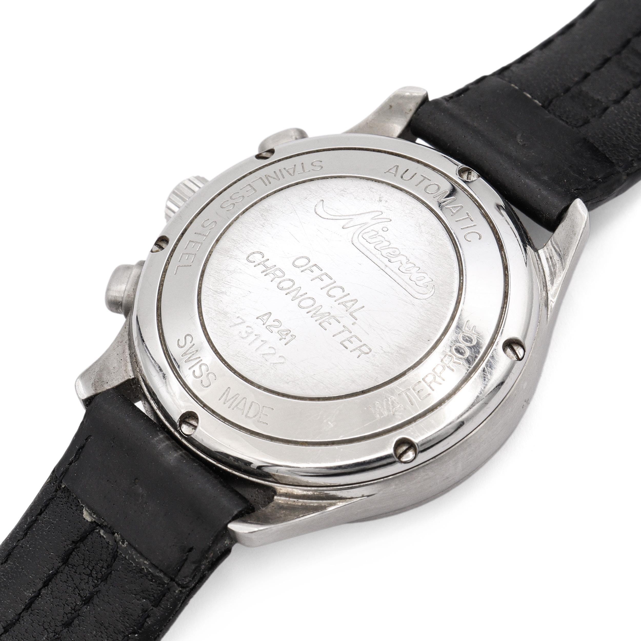 Minerva Official Chronometer Edelstahl Chronograph Automatikuhr A241 im Angebot 1