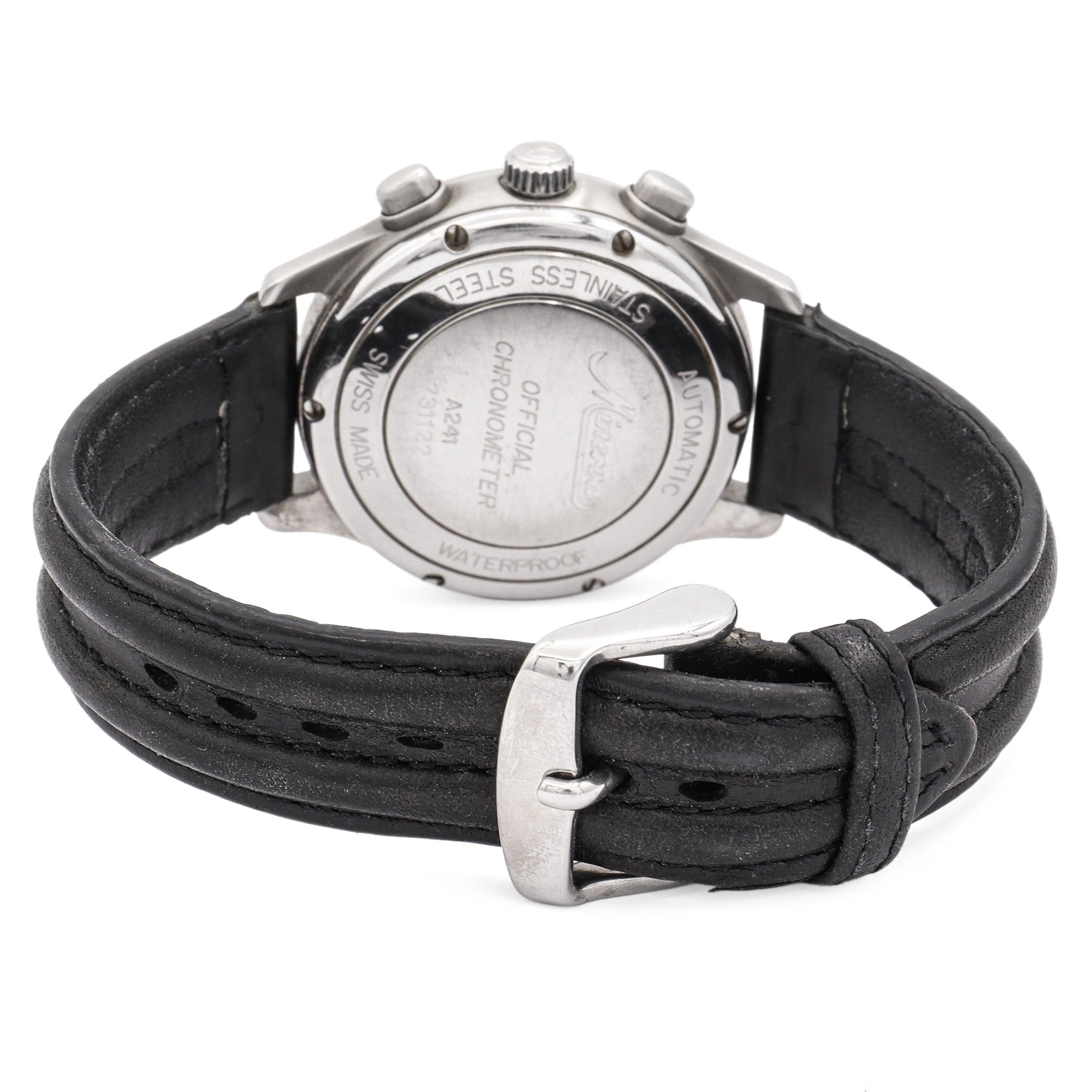 Minerva Official Chronometer Edelstahl Chronograph Automatikuhr A241 im Angebot 2