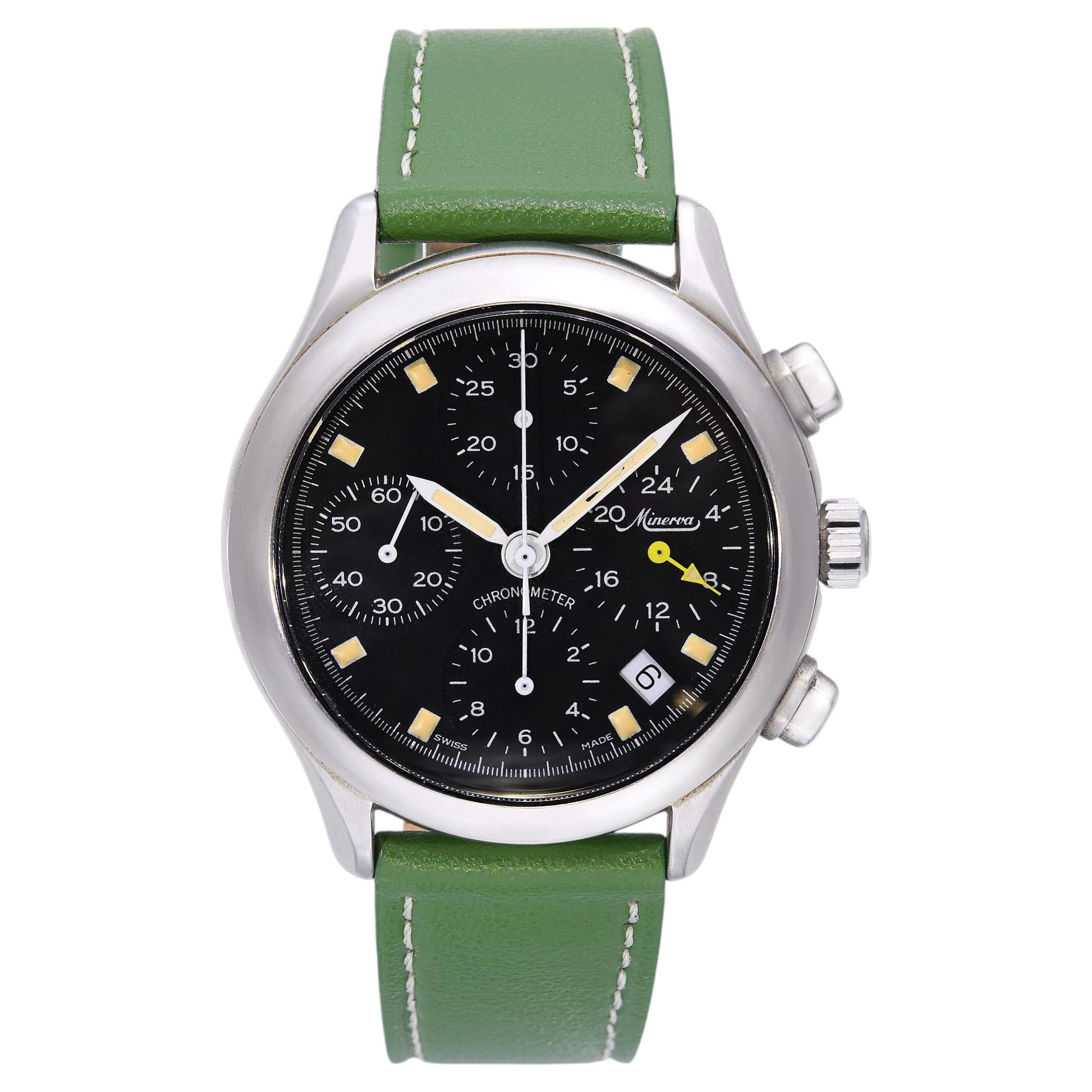 Minerva Official Chronometer Stainless Steel Chronograph Automatic Watch A241