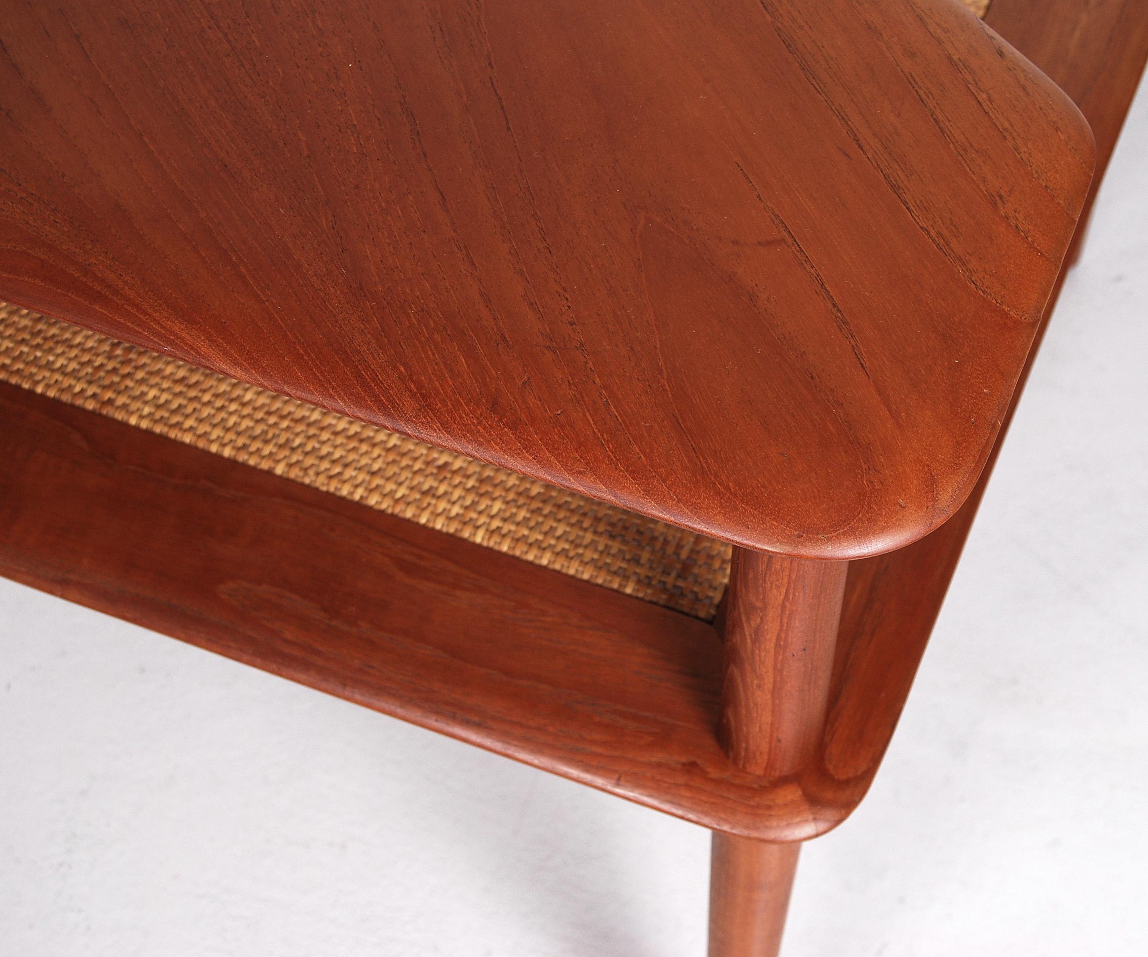 Cane Minerva Teak Side Table by Hvidt & Mølgaard for France & Son, 1960s