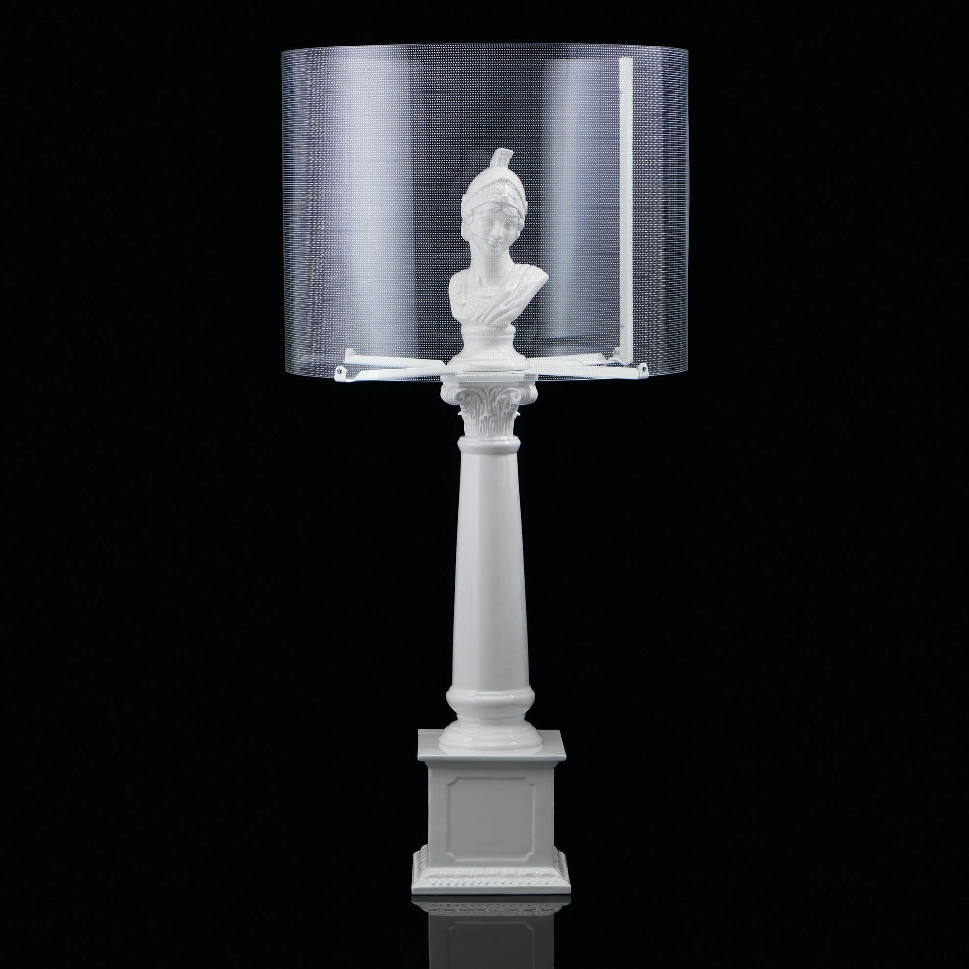 Italian Minerva Touch Lamp, White For Sale