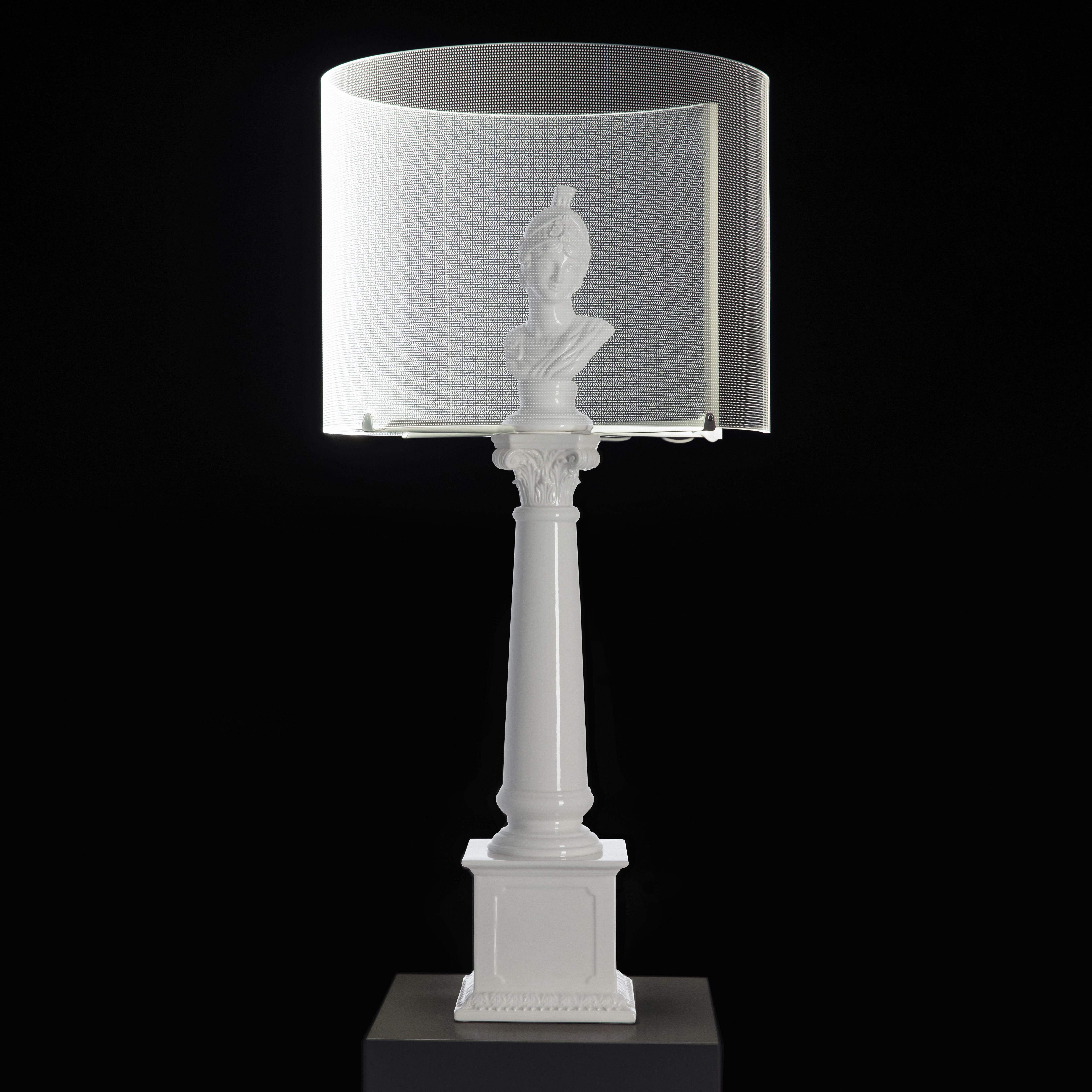 Hand-Crafted Minerva Touch Lamp, White For Sale