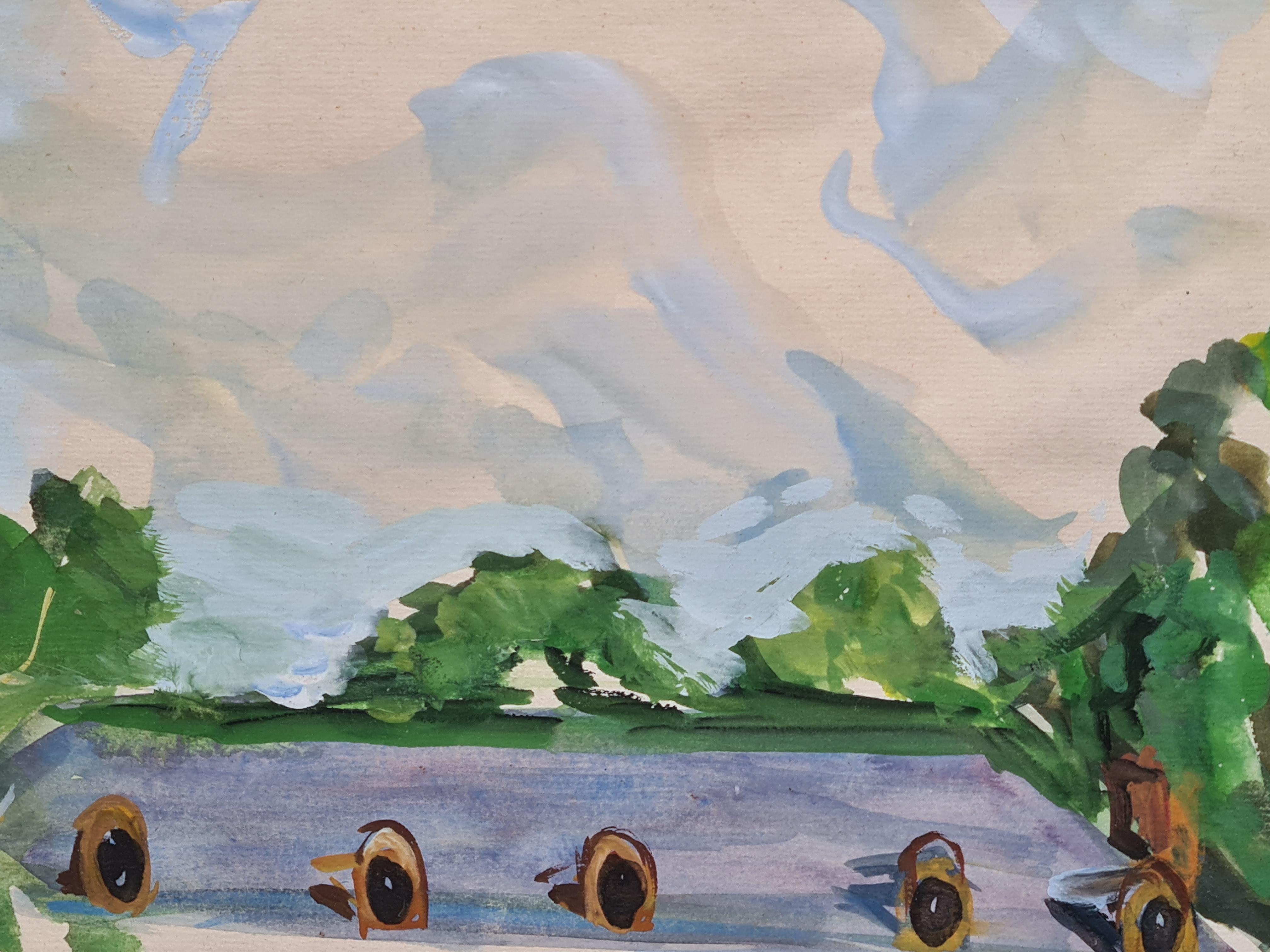 Mid 20th Century French Landscape, Watercolour, The Bastide For Sale 2