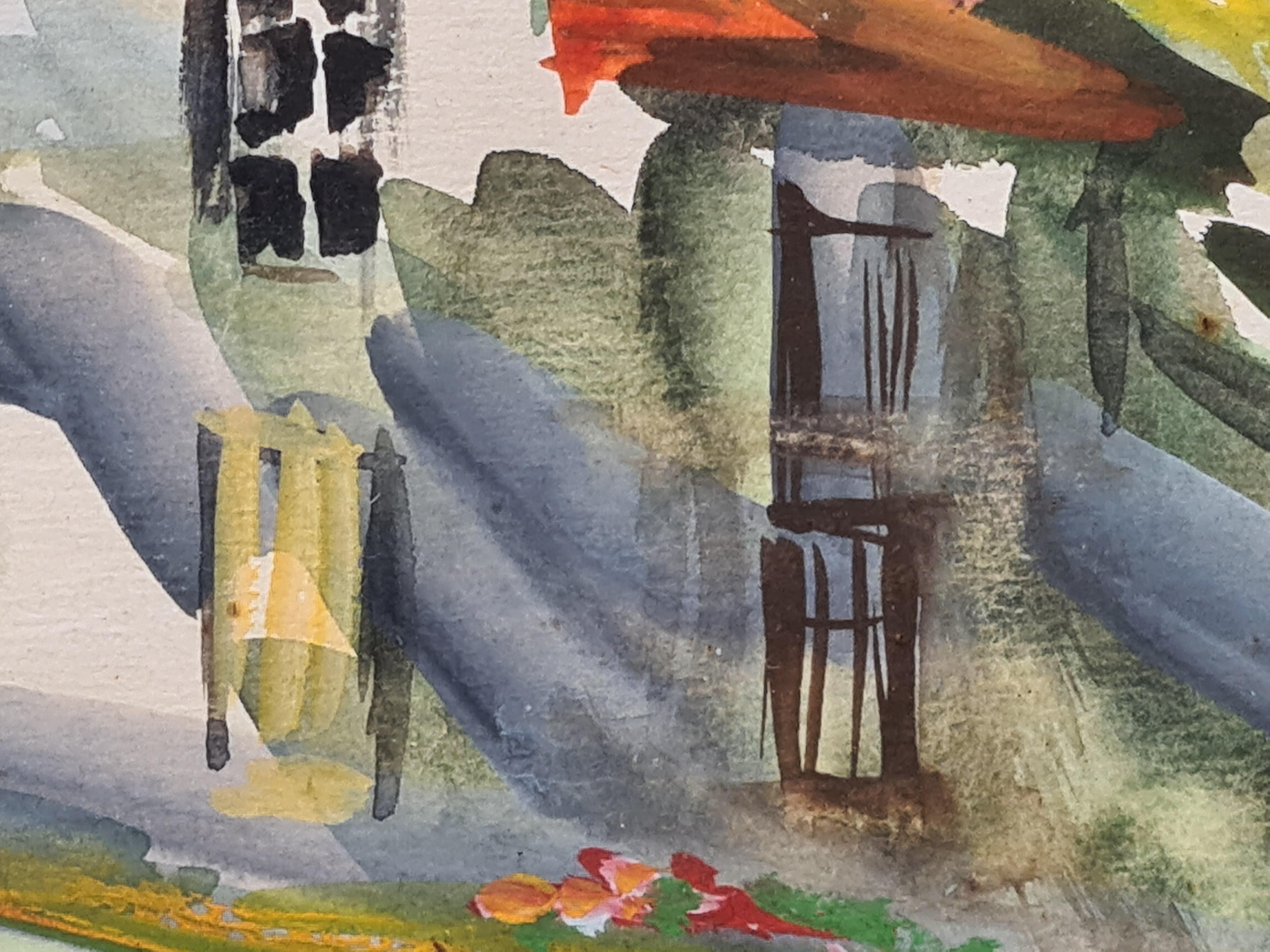 Mid 20th Century French Landscape, Watercolour, The Bastide For Sale 3