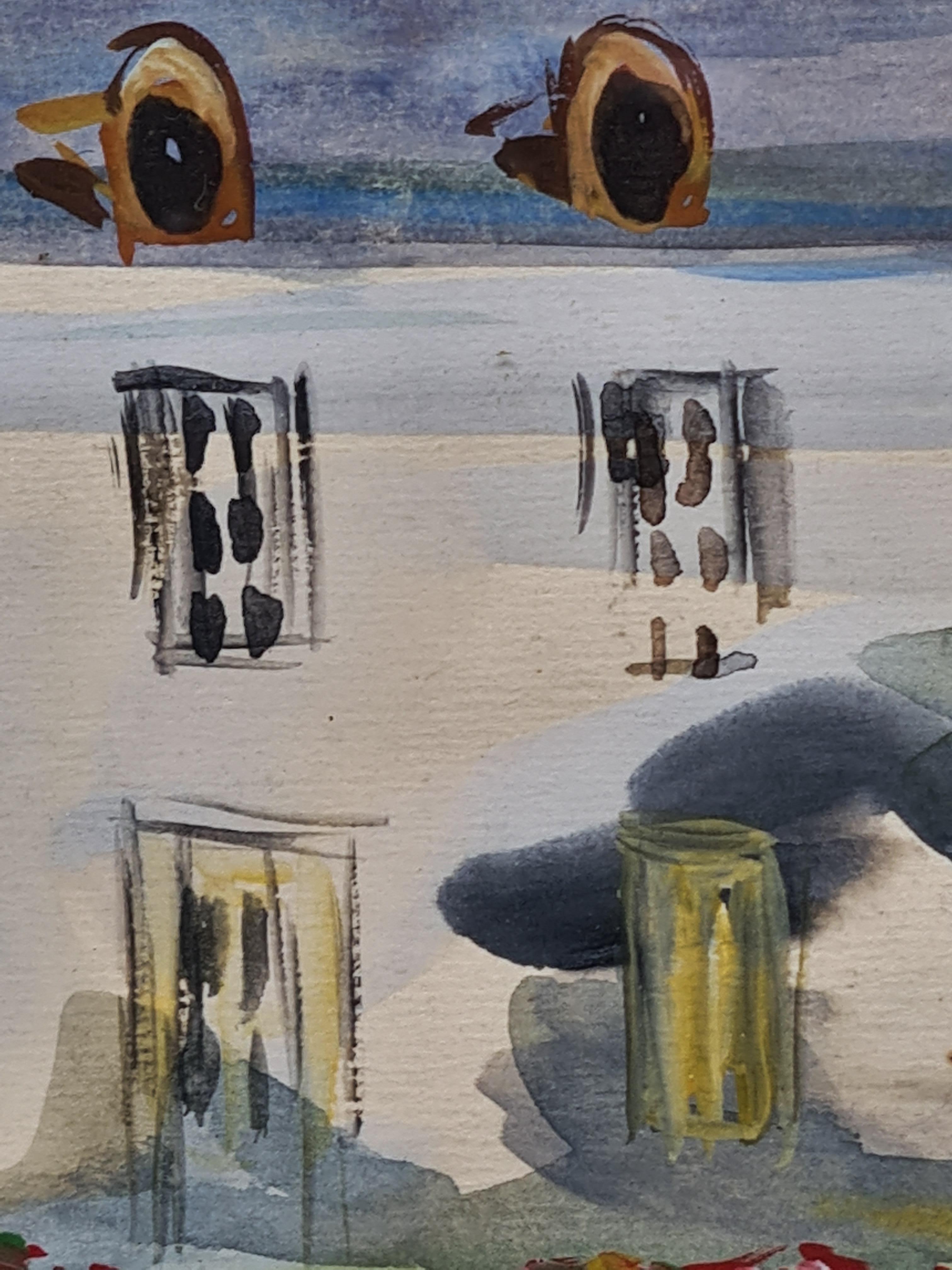 Mid 20th Century French Landscape, Watercolour, The Bastide For Sale 4