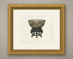 Ming Black Ground Bowl with Prunus and Peach, Antique Color Plate 1911