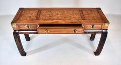 Ming Campaign Style Burl-Wood Console Table
