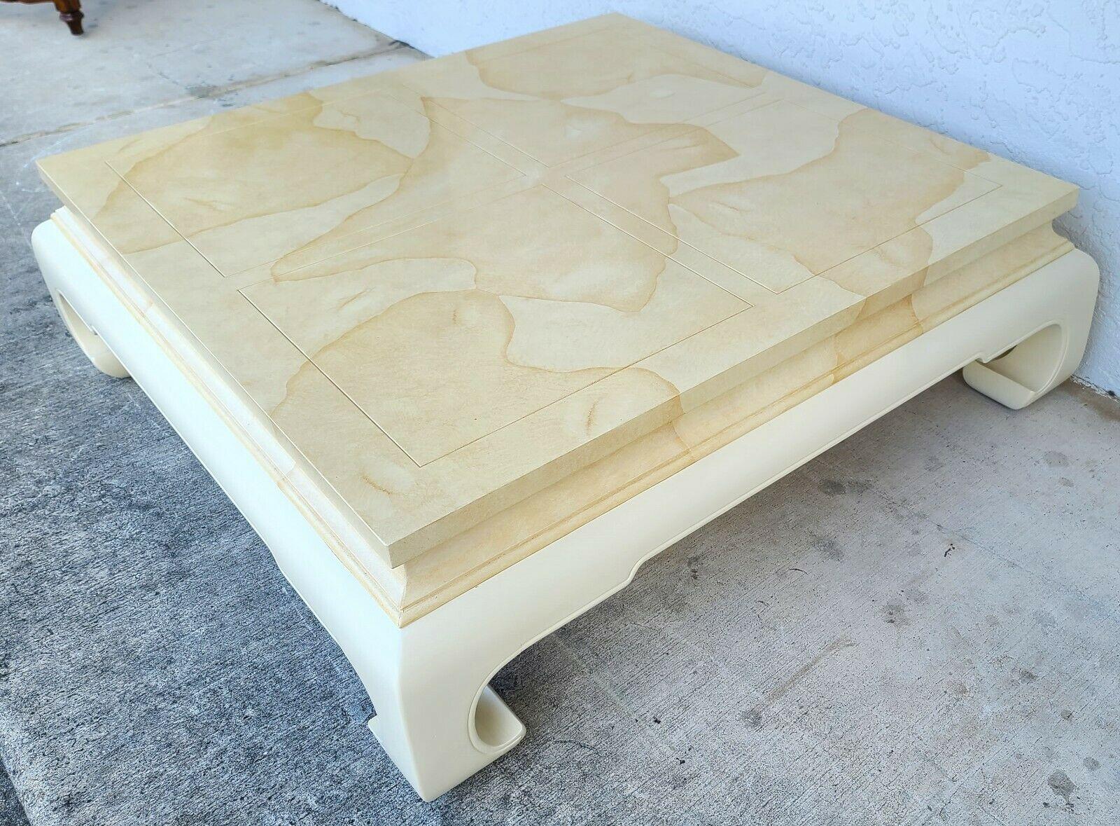 Ming Chinoiserie Asian Faux Goatskin Coffee Table by Henredon In Good Condition In Lake Worth, FL