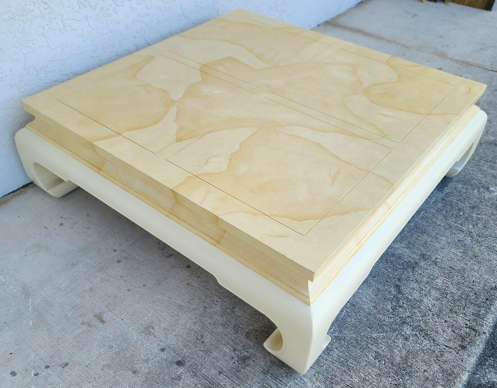Late 20th Century Ming Chinoiserie Asian Faux Goatskin Coffee Table by Henredon
