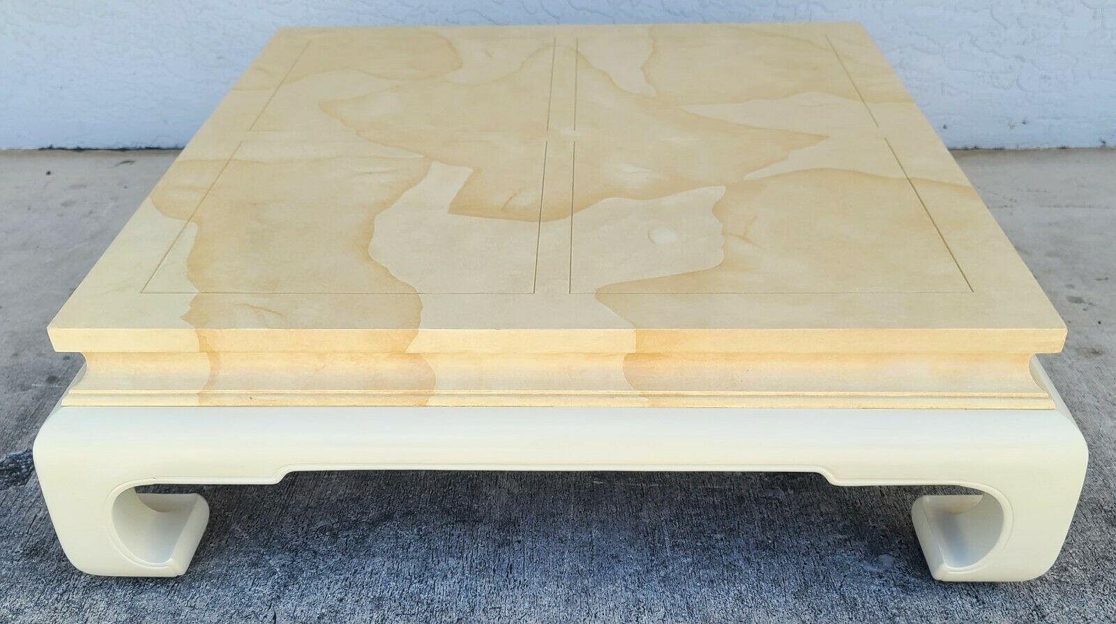 Ming Chinoiserie Asian Faux Goatskin Coffee Table by Henredon 1