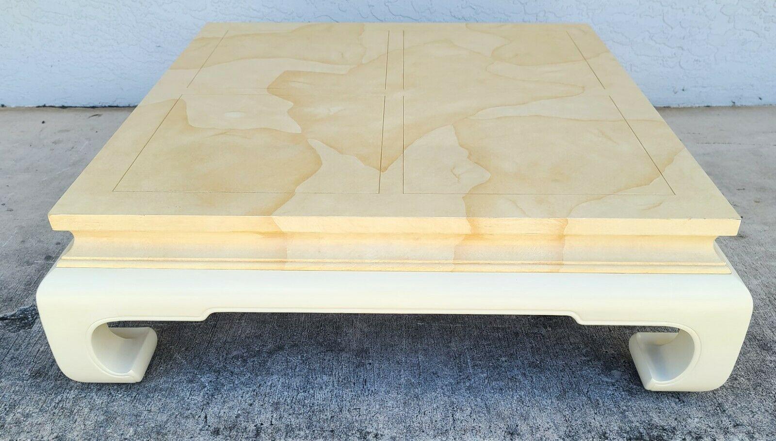 Ming Chinoiserie Asian Faux Goatskin Coffee Table by Henredon 2
