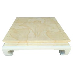 Ming Chinoiserie Asian Faux Goatskin Coffee Table by Henredon