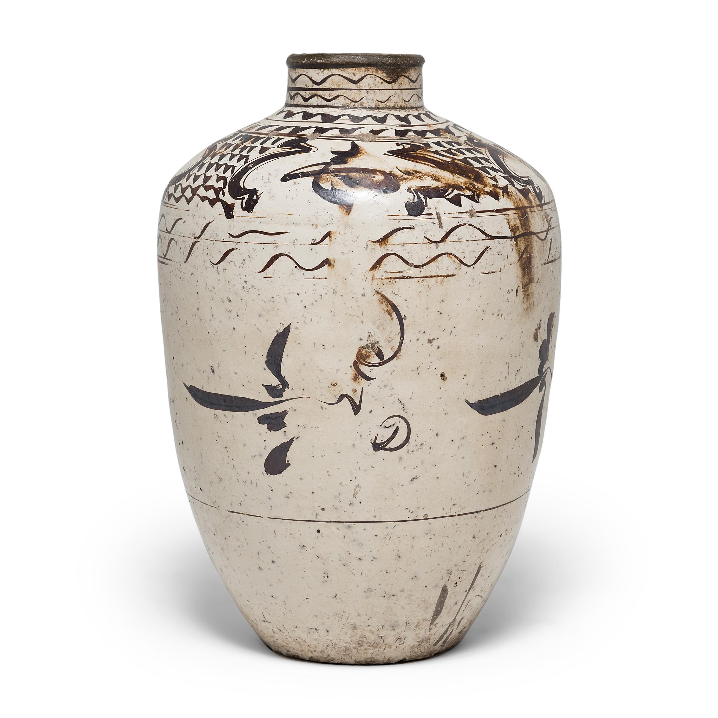 Glazed Ming Cizhou Wine Jar, c. 1600 For Sale