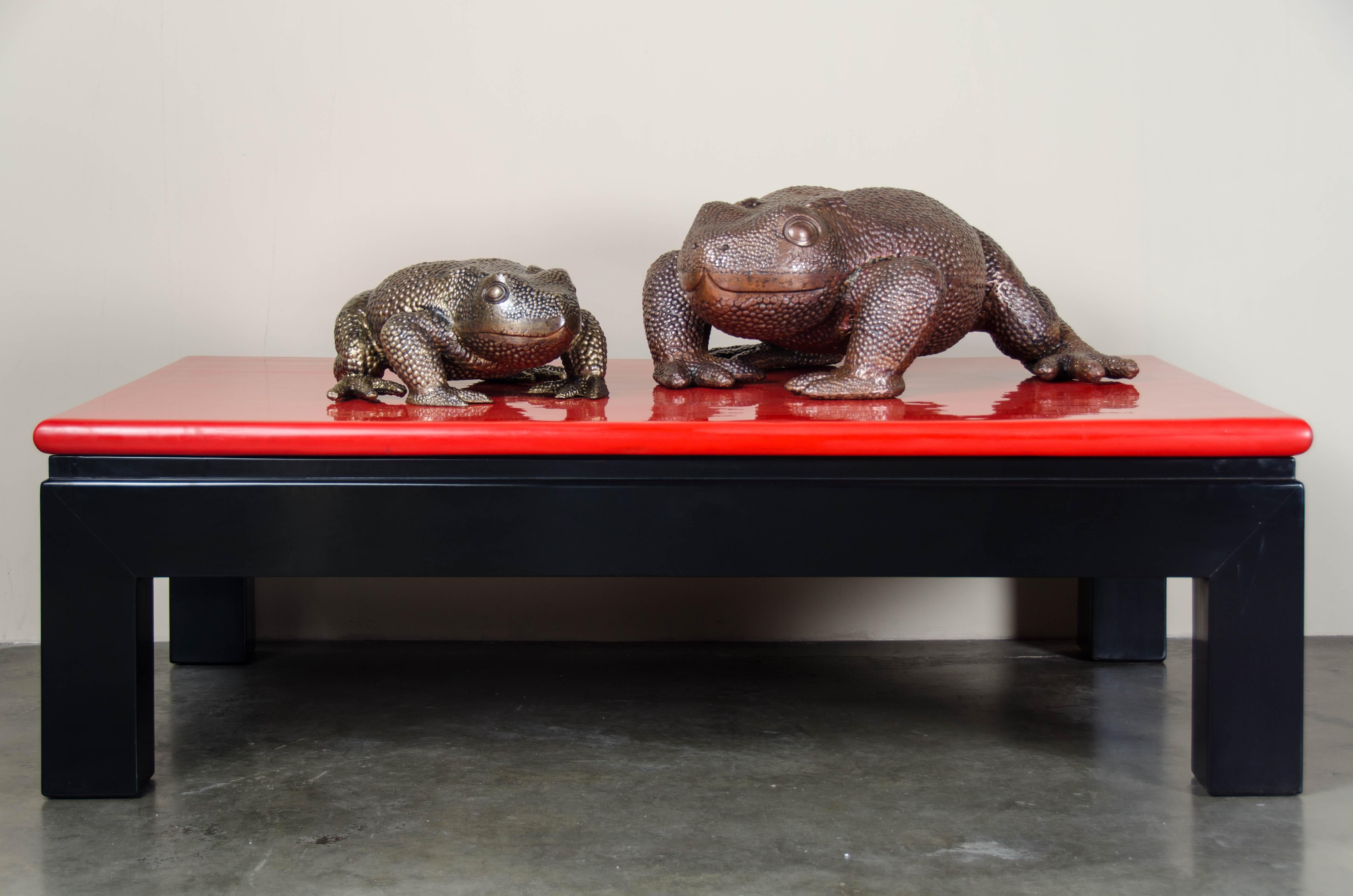 Wood Ming Coffee Table, Red Lacquer by Robert Kuo, Handmade, Limited Edition For Sale