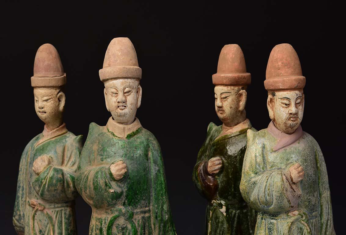 Ming Dynasty, A Set of Antique Chinese Glazed Pottery Attendants and Palanquin 10