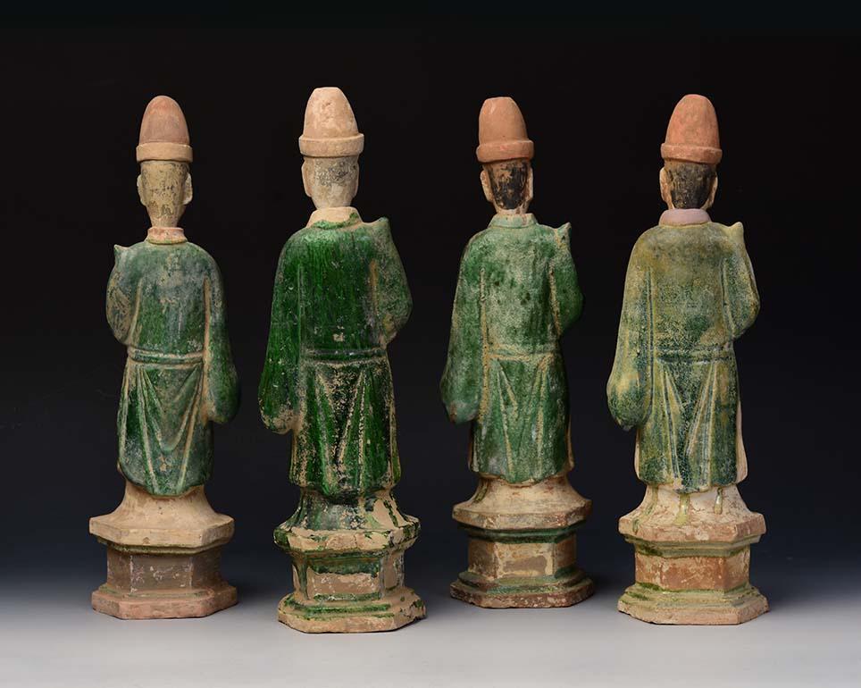 Ming Dynasty, A Set of Antique Chinese Glazed Pottery Attendants and Palanquin 11