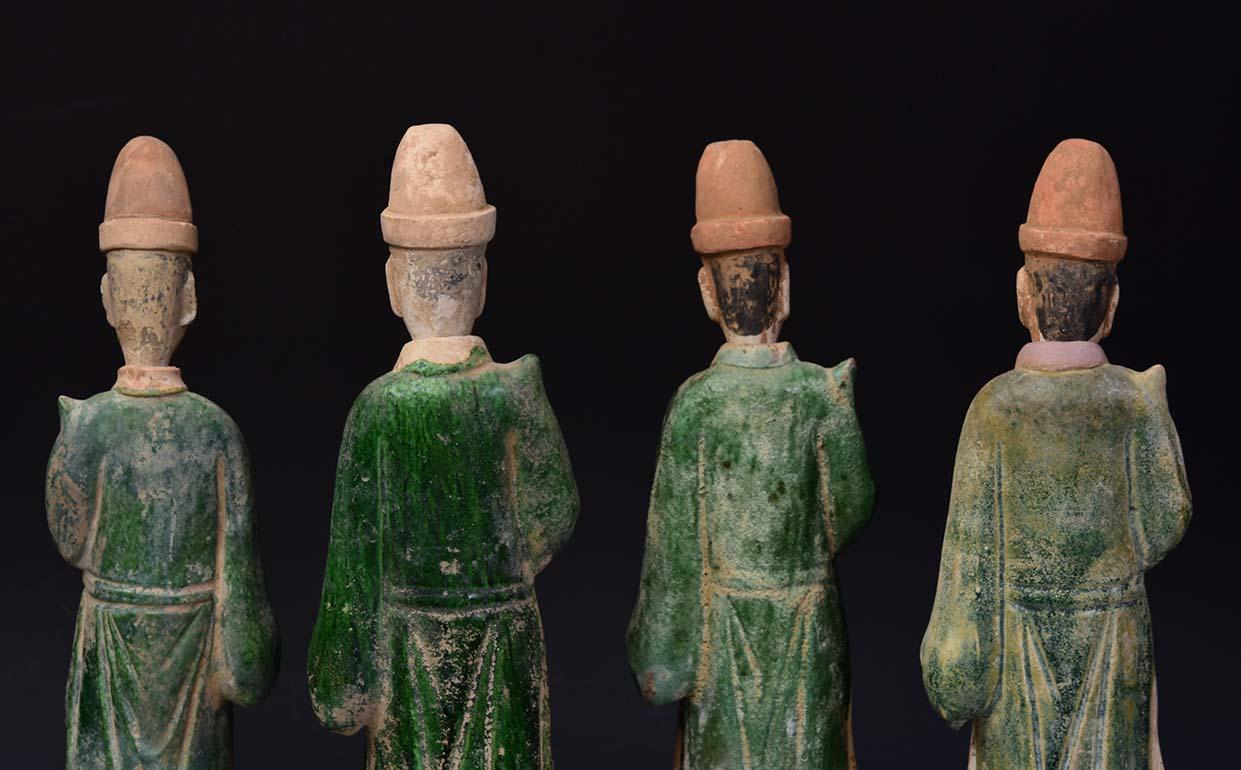 Ming Dynasty, A Set of Antique Chinese Glazed Pottery Attendants and Palanquin 12