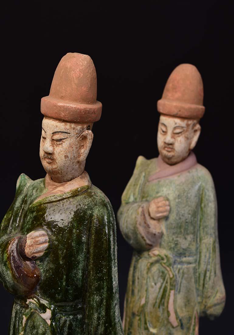 18th Century and Earlier Ming Dynasty, A Set of Antique Chinese Glazed Pottery Attendants and Palanquin