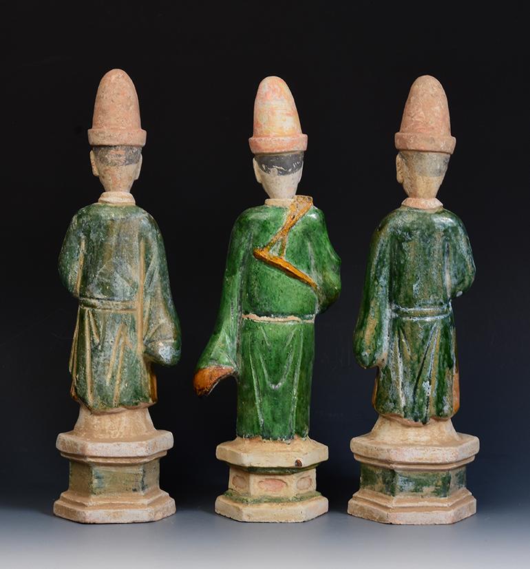 Ming Dynasty, A Set of Antique Chinese Green Glazed Pottery Court Man 6