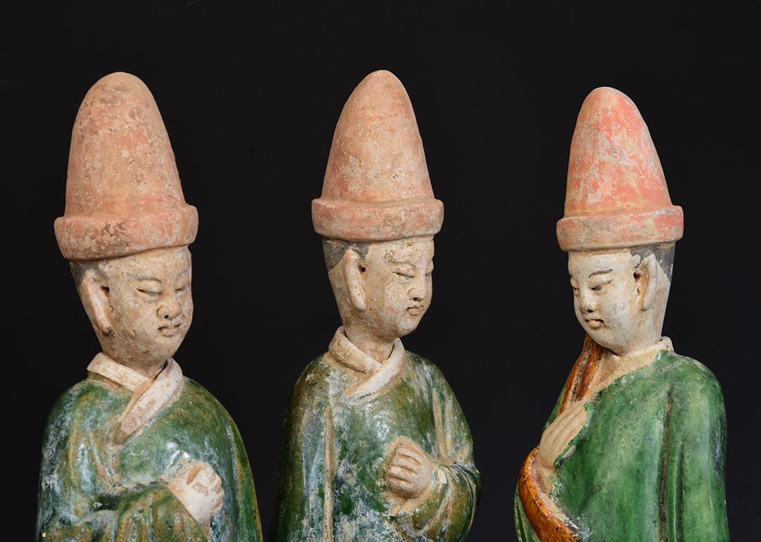 Ming Dynasty, A Set of Antique Chinese Green Glazed Pottery Court Man 2