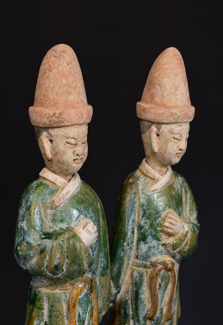 Ming Dynasty, A Set of Antique Chinese Green Glazed Pottery Court Man 4