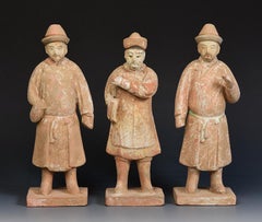 Ming Dynasty, A Set of Antique Chinese Pottery Court Man