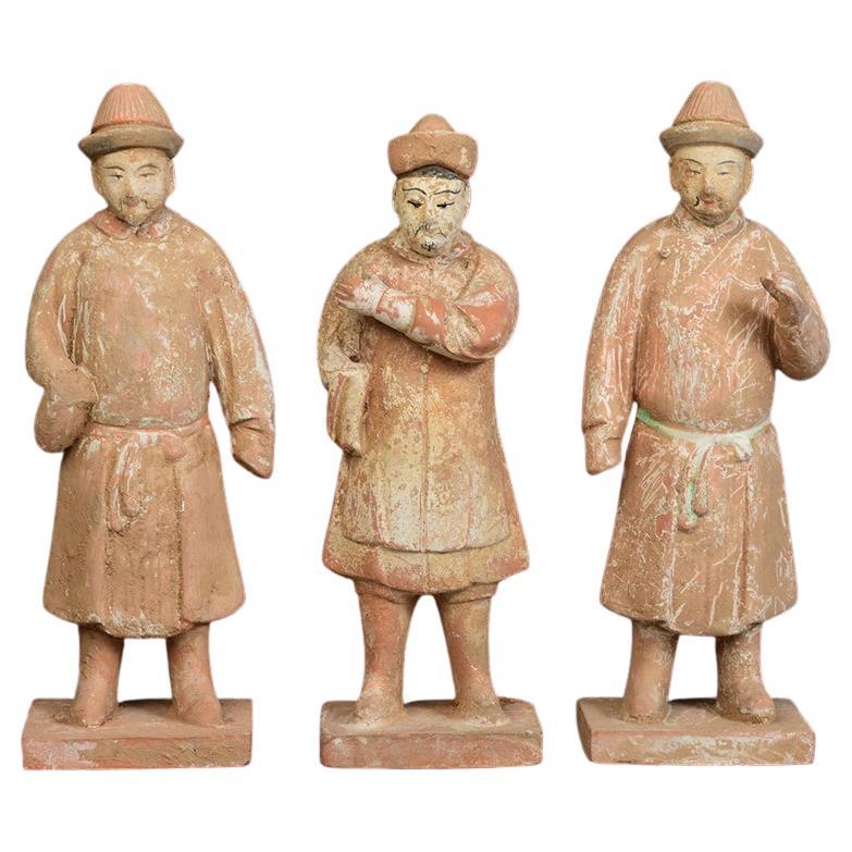 Ming Dynasty, A Set of Antique Chinese Pottery Court Man For Sale