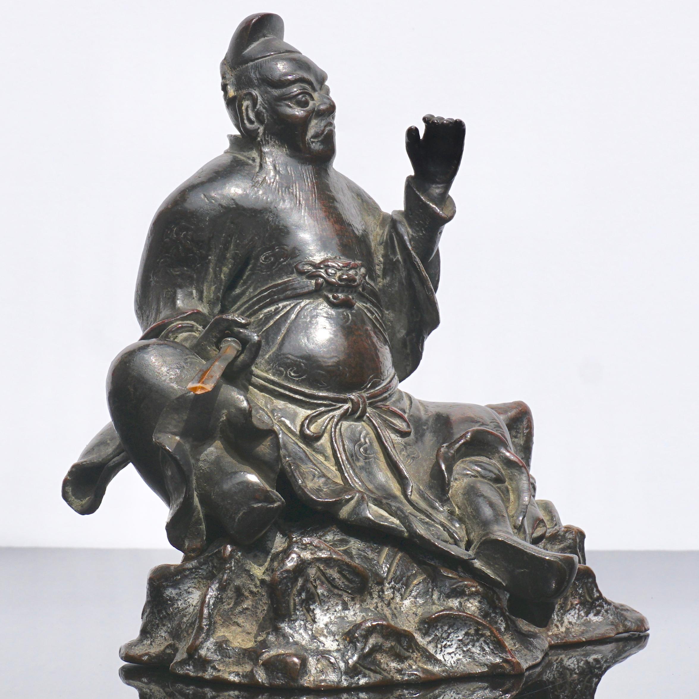 Chinese Ming Dynasty Bronze Figure of Guandi or Guan Yu