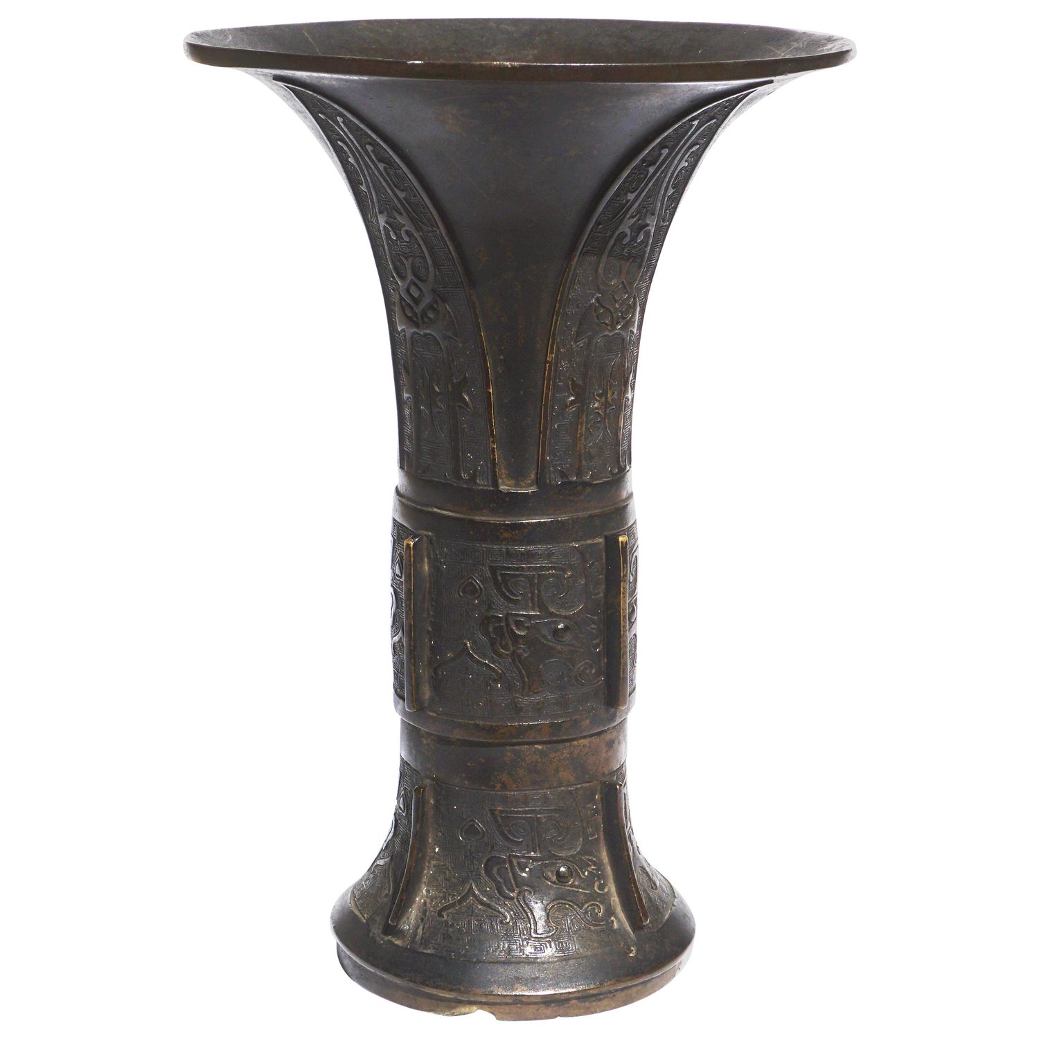 Ming Dynasty Bronze Gu Beaker Vase For Sale at 1stDibs