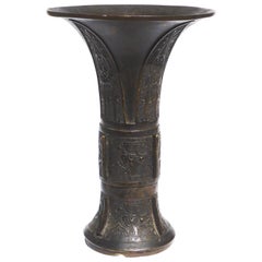 Antique Ming Dynasty Bronze Gu Beaker Vase