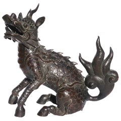 Antique Ming Dynasty Bronze Mythical Xiezhi Censer, circa 1368-1644