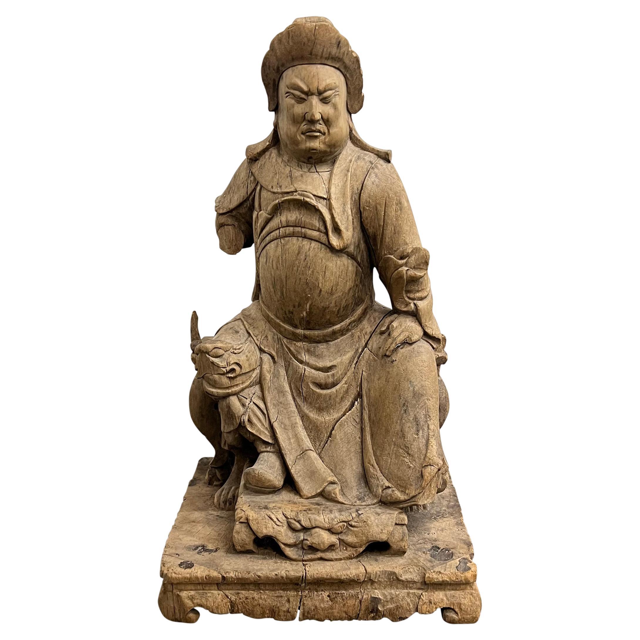 Figure d'ancêtre sculptée de la dynastie Ming